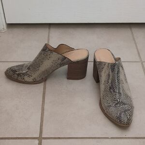 LC Lauren Conrad Snakeskin Pattern Mules with Block Heel